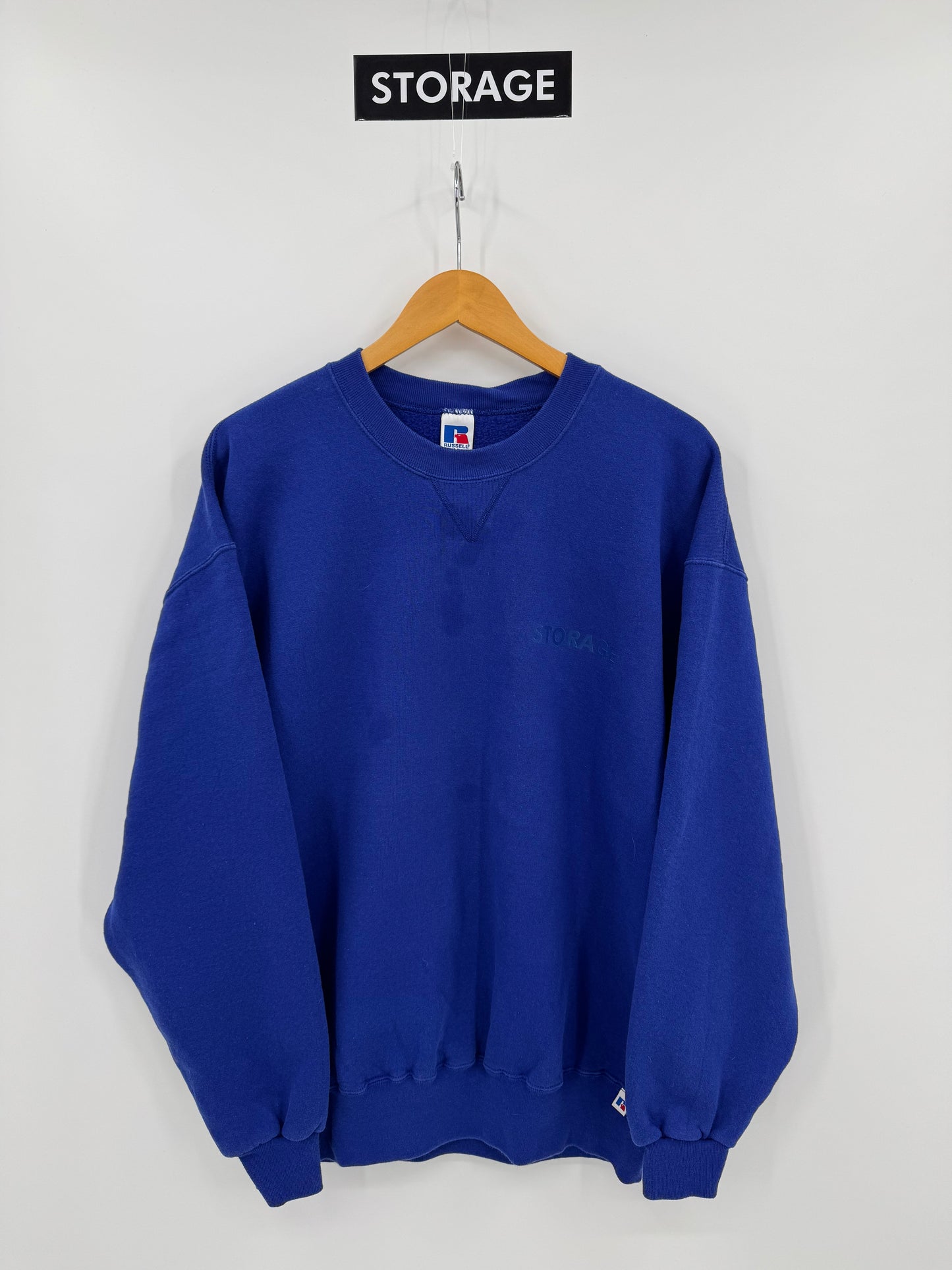【古着】Russell Athletic 90s "STORAGE" Print Sweat Shirt