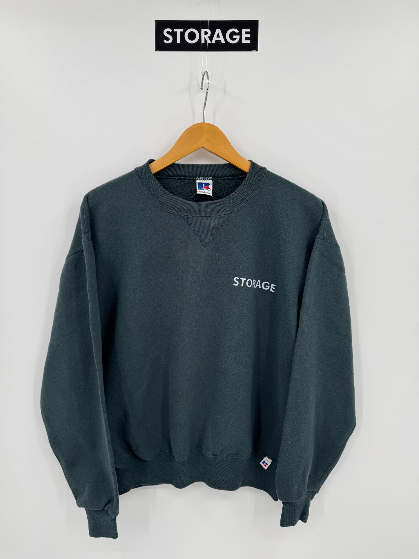 【古着】Russell Athletic 90s "STORAGE" Print Sweat Shirt