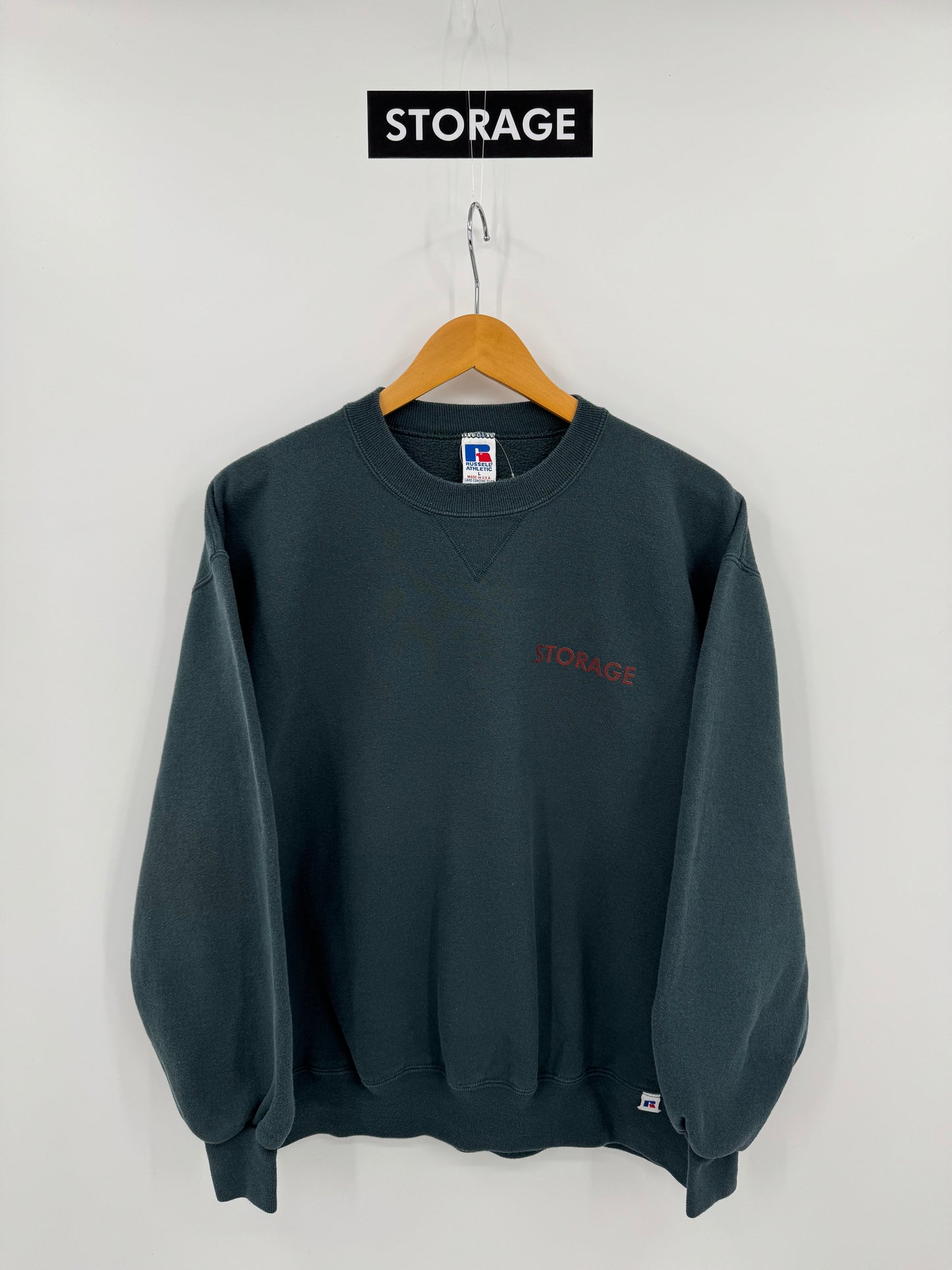 【古着】Russell Athletic 90s "STORAGE" Print Sweat Shirt