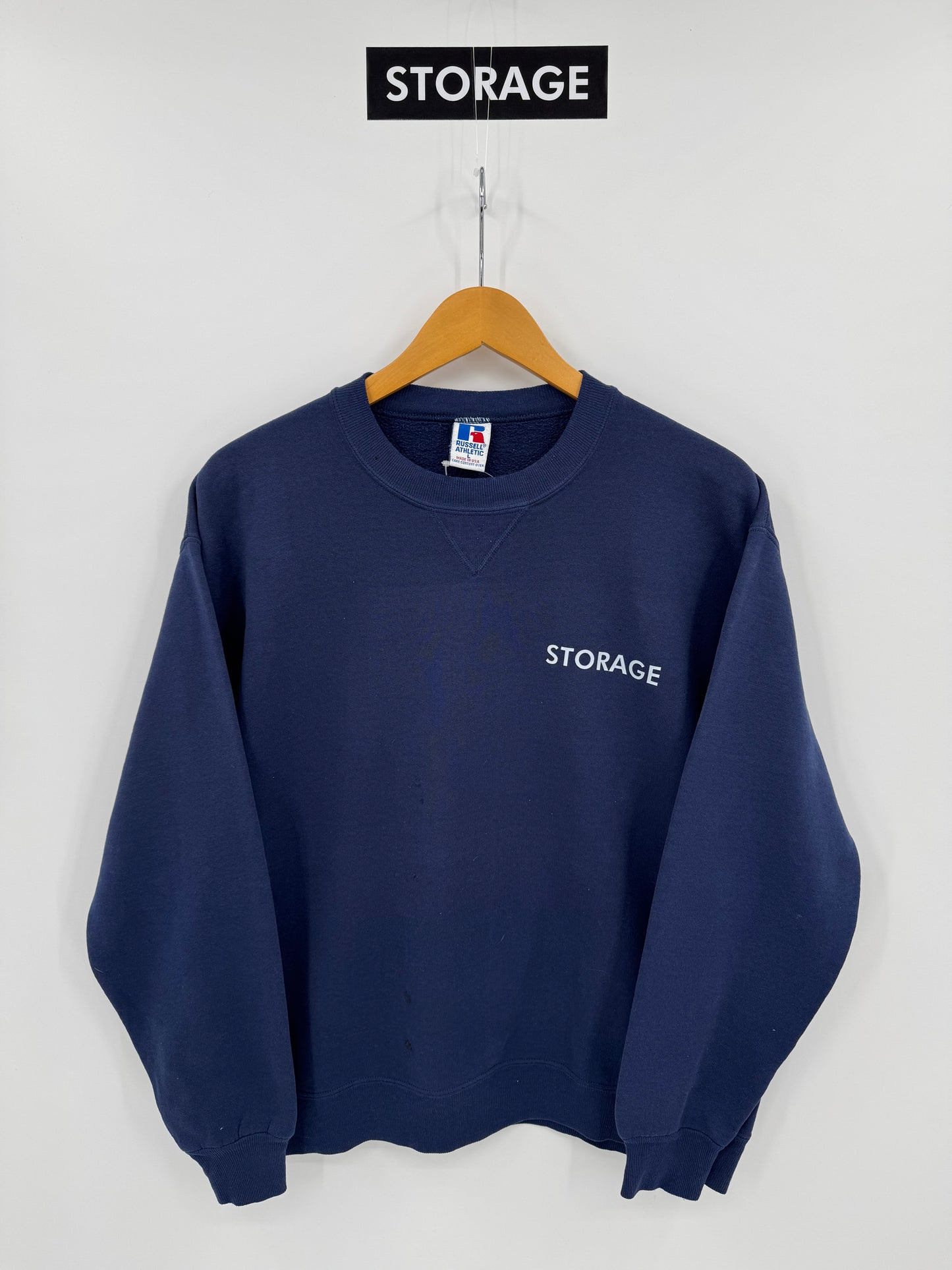 【古着】Russell Athletic 90s "STORAGE" Print Sweat Shirt