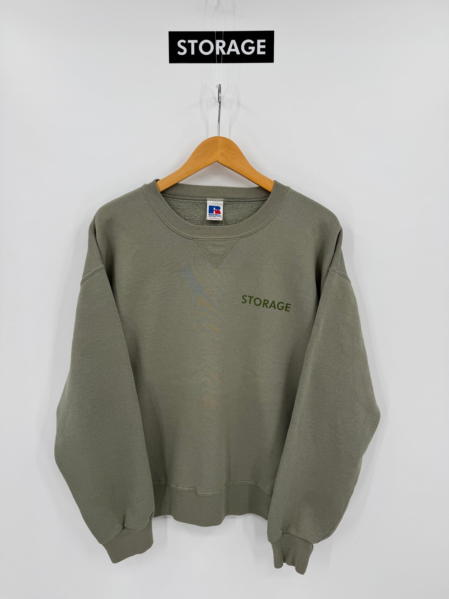 【古着】Russell Athletic 90s "STORAGE" Print Sweat Shirt
