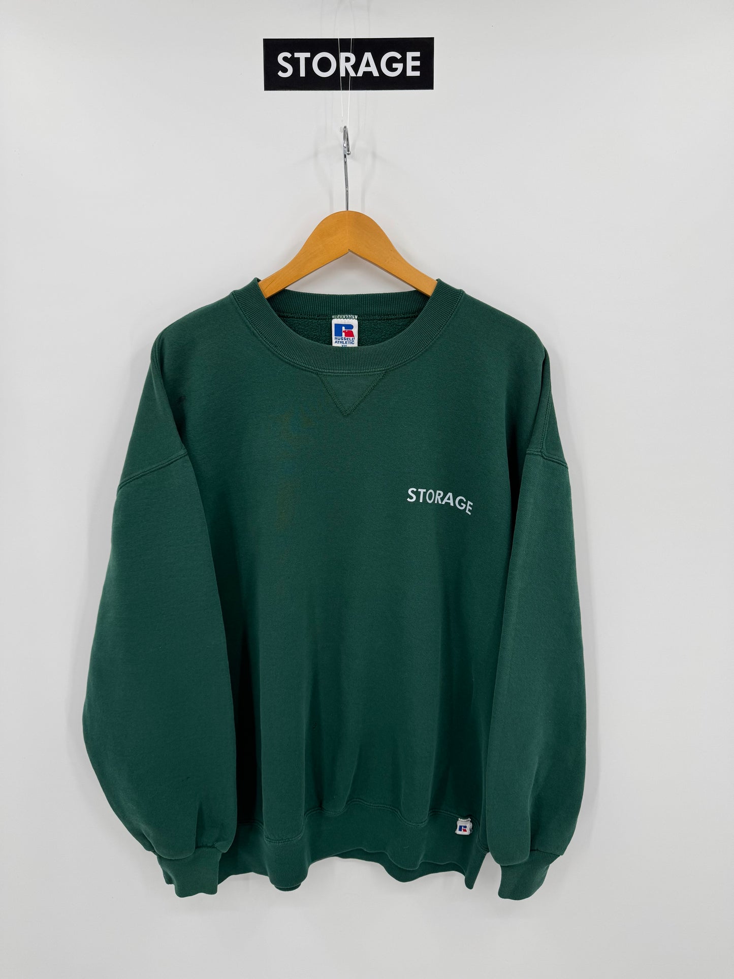 【古着】Russell Athletic 90s "STORAGE" Print Sweat Shirt
