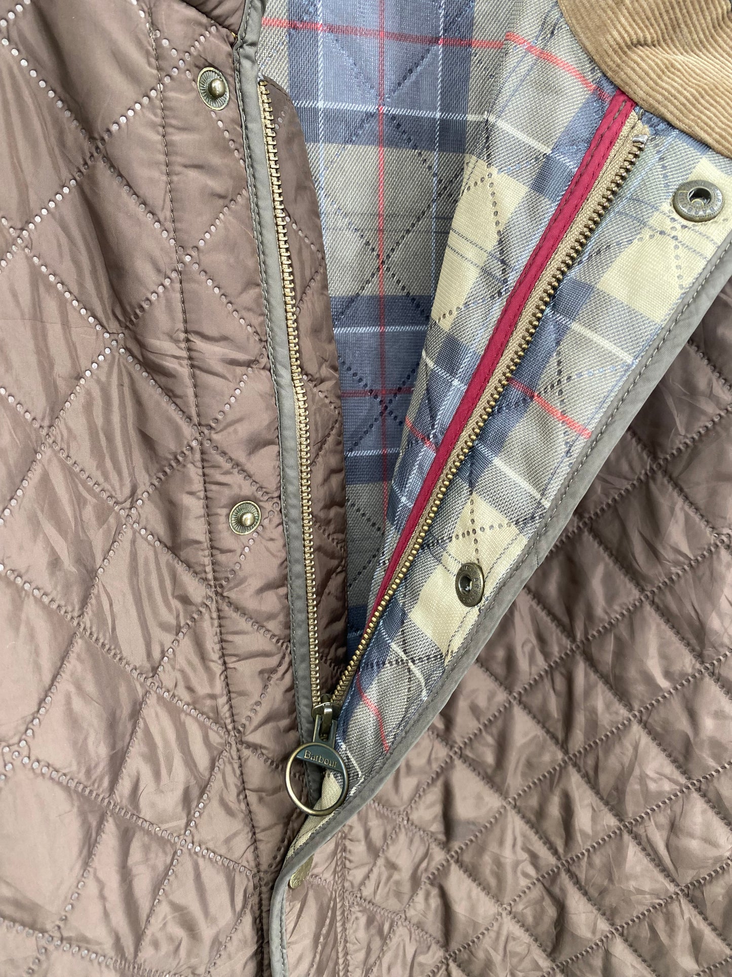 【古着】Barbour Dress Tartan Quilt Jacket L
