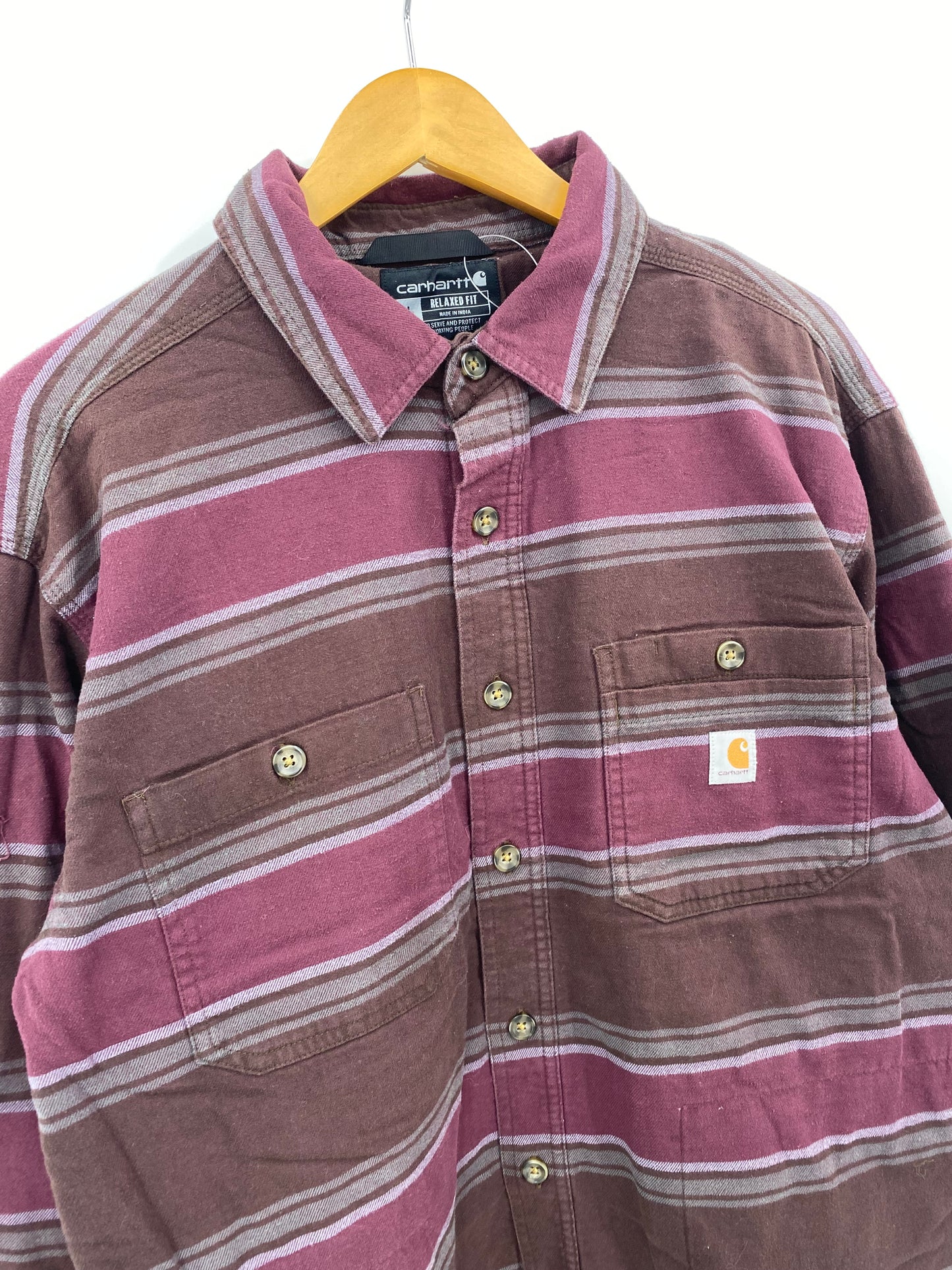 【古着】carhartt Cotton Fleece Flannel Shirt L