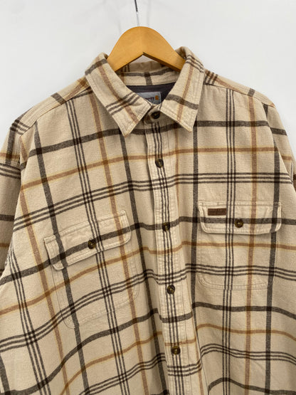 【古着】carhartt Cotton Fleece Flannel Shirt 2XL