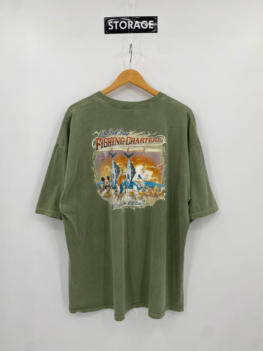 【古着】WALT Disney World Mickey FISHING CHARTERS Short Sleeve Tee XL