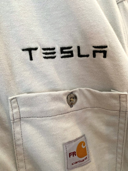 【古着】Carhartt work shirt TESLA advertising Tee L