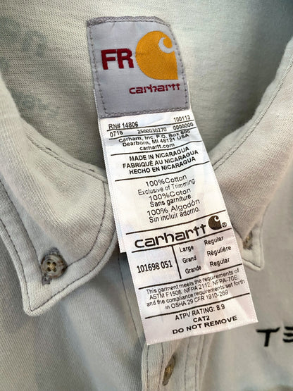 【古着】Carhartt work shirt TESLA advertising Tee L